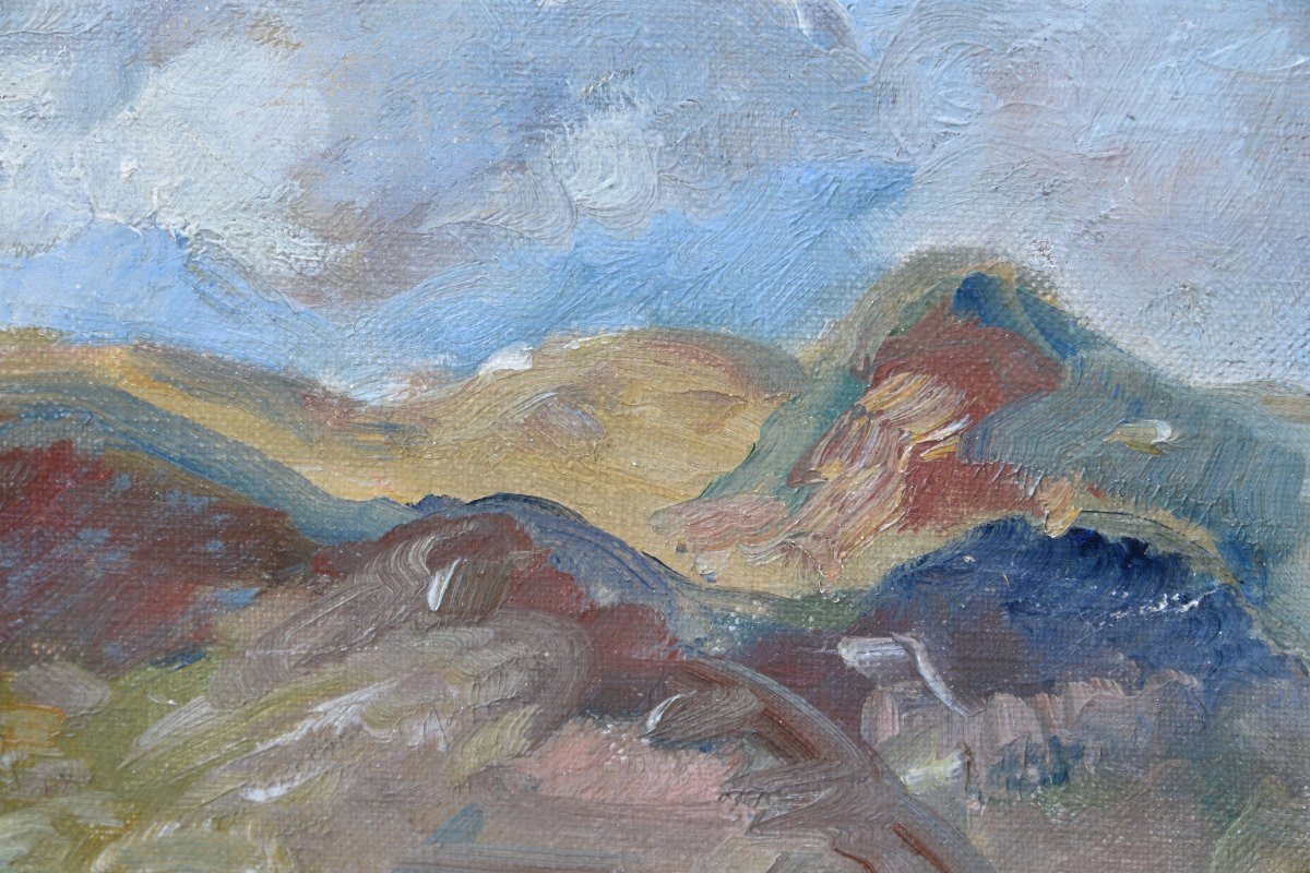 Jean-Eugène BERSIER "Paysage vallonné"  huile sur toile 33x41-photo-2